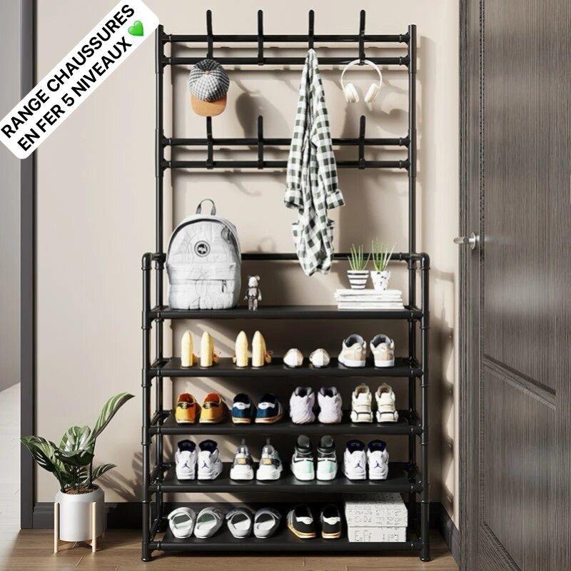 ETageure de chaussures avec porte manteaux
